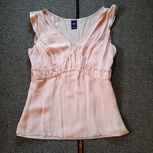 100% silk GAP Blush Pink Sleeveless V-Neck silk Blouse 4